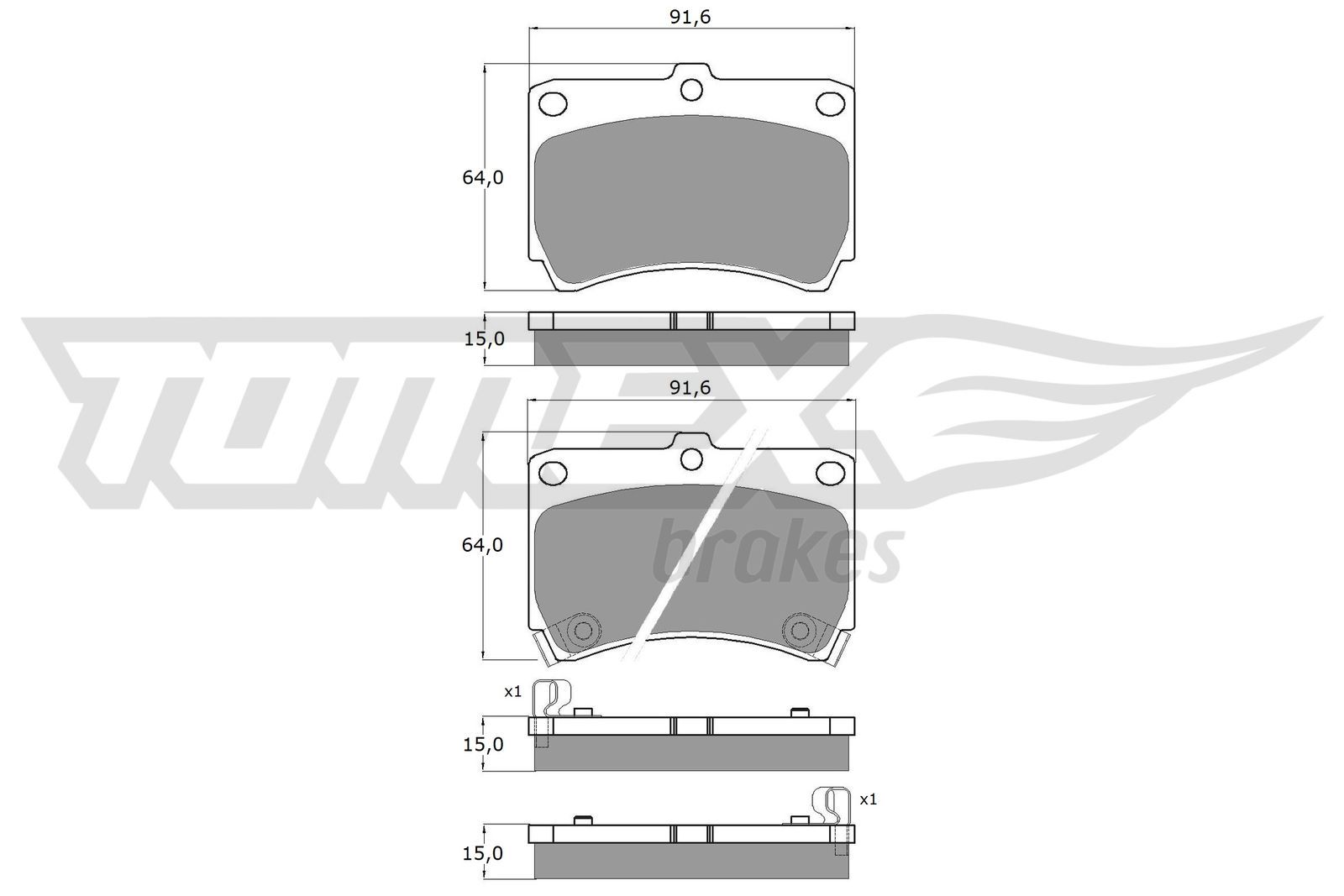 Obrázok Sada brzdových platničiek kotúčovej brzdy TOMEX Brakes  TX1091